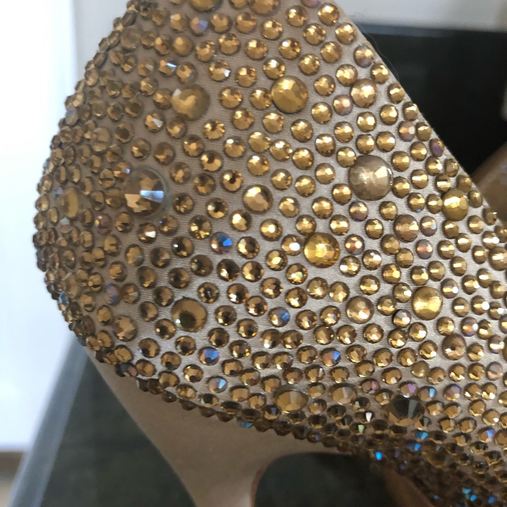 Benjamin Adams Crystal Rhinestone Heel Peep Toe 7 - Picture 8 of 15